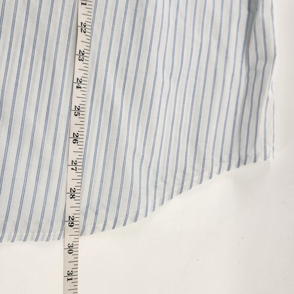 Chaps Womens Button Up Shirt Striped Poplin 3X Blue Embroidery Western Boho - Picture 9 of 10